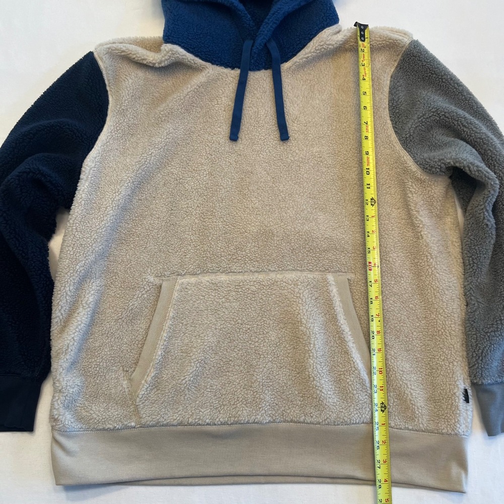American Eagle Navy Tan‎ Gray Color Block Sherpa Fleece Men's Hoodie Size XL - Picture 5 of 10